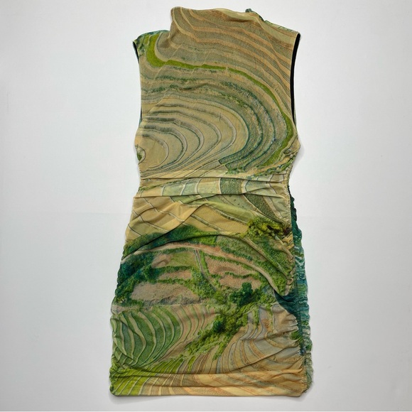 ZARA Mock High Neck Printed Tulle Mini Sleeveless Doubled Lined Dress - Picture 8 of 8